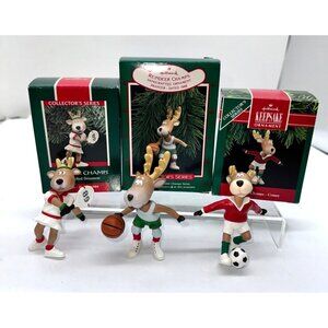 Hallmark Keepsake Ornament Set - Collectors Series - Reindeer Champs - Basketbal